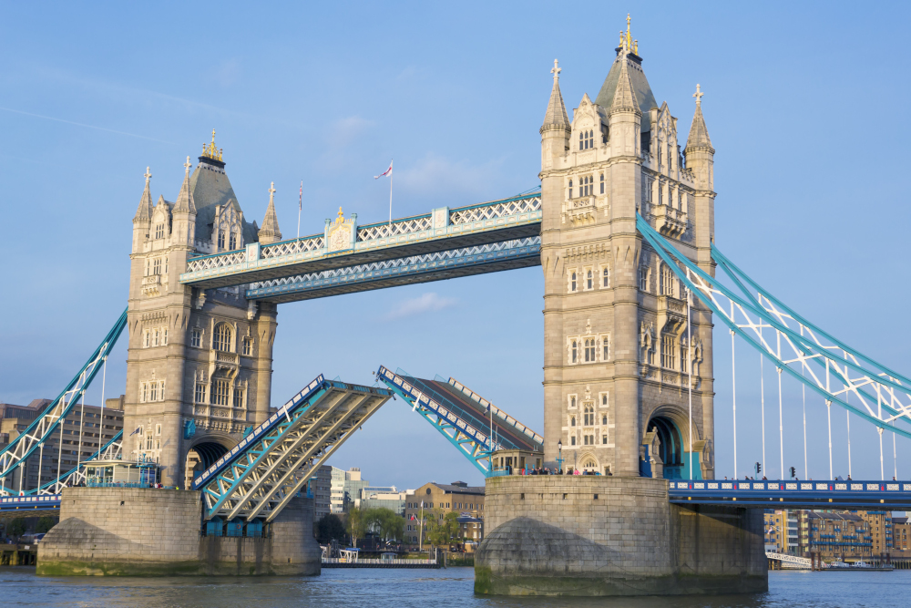 Tower Bridge over the River Thames in London, capital of England